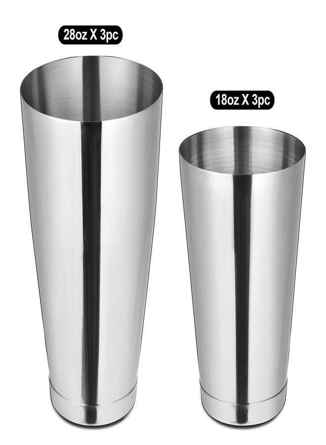 Etens Bulk Commercial Cocktail Shakers 6pc Set, Professional Boston Shakers, Weighted Cocktail Shaker Tins for Bartending - Stainless Steel Bar Shaker Set for Restaurants & Bars - Silver - Image 5